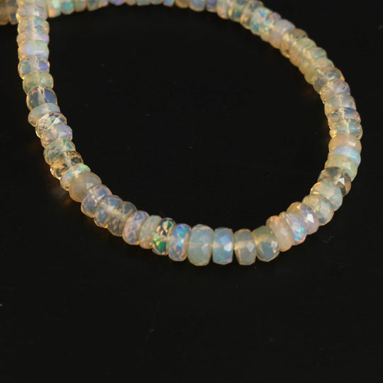 Natural Ethiopian Opal Faceted Beads, 4 mm to 6 mm, Opal Jewelry Making Beads, 8 Inches Strand, Price Per Strand