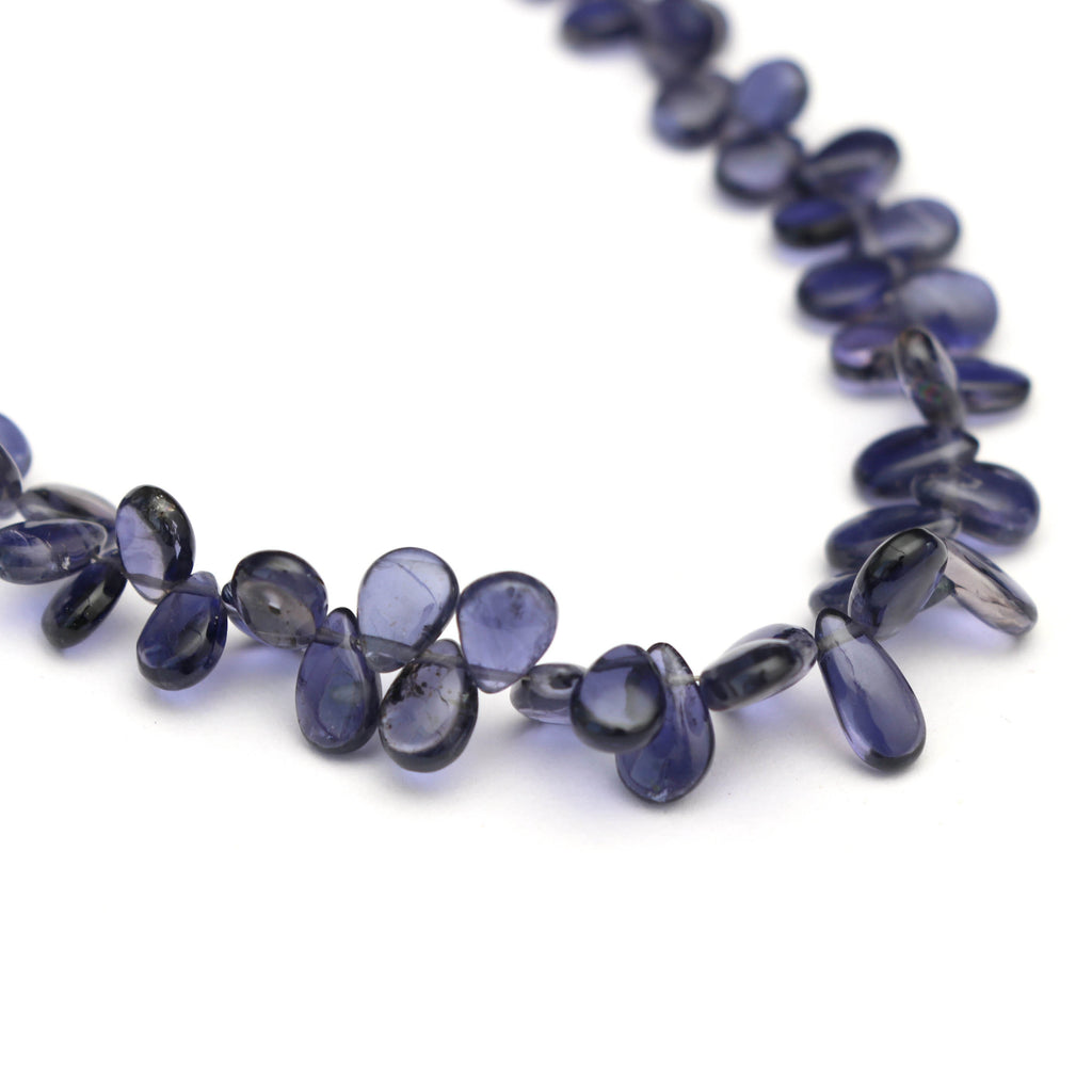 Natural Iolite Smooth Pears Beads - Iolite Smooth - 5.5 mm to 6 mm - Iolite Pear - Gem Quality , 8 Inch/ 20 Cm Full Strand, Price Per Strand - National Facets, Gemstone Manufacturer, Natural Gemstones, Gemstone Beads