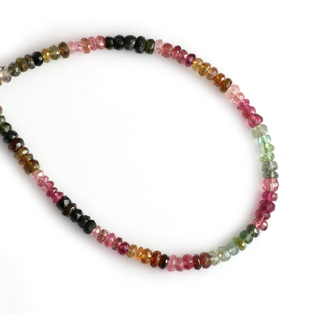 Multi Tourmaline Faceted Beads - 4 mm to 5 mm - Multi Tourmaline - Gem Quality , 8 Inch/ 20 Cm Full Strand, Price Per Strand - National Facets, Gemstone Manufacturer, Natural Gemstones, Gemstone Beads