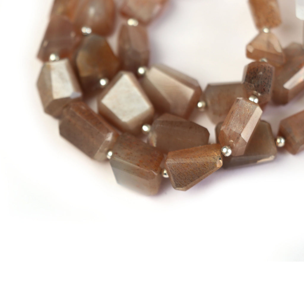 Brown Moonstone Faceted Tumble, Brown Moonstone Nuggets Beads 7x9 mm to 10x14 mm, Hand Made Necklace, 8 Inch , Moonstone Jewellery - National Facets, Gemstone Manufacturer, Natural Gemstones, Gemstone Beads