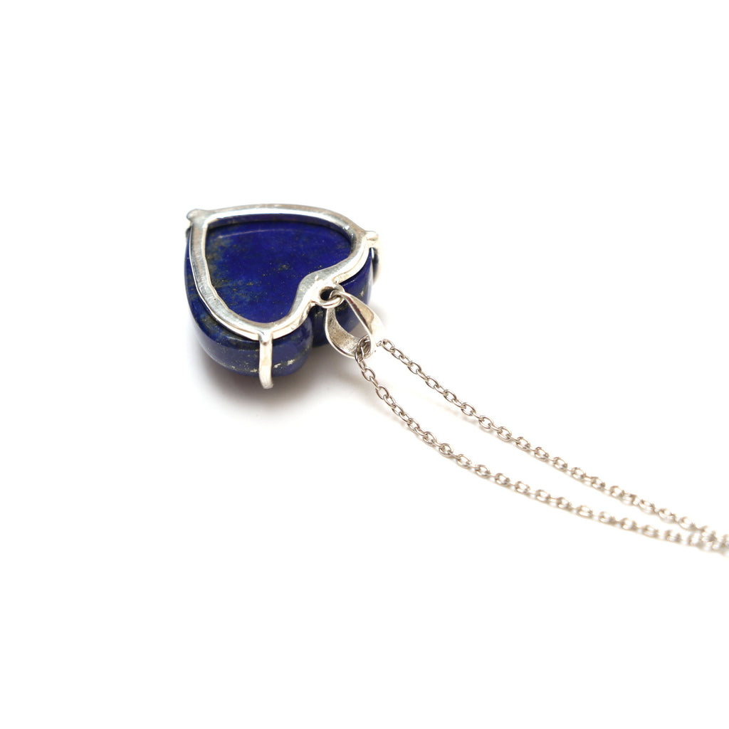 Lapis Smooth Heart Gemstone Prong Pendant | 925 Sterling Silver Plated | Gift For Mom | Price Per Pendant - National Facets, Gemstone Manufacturer, Natural Gemstones, Gemstone Beads