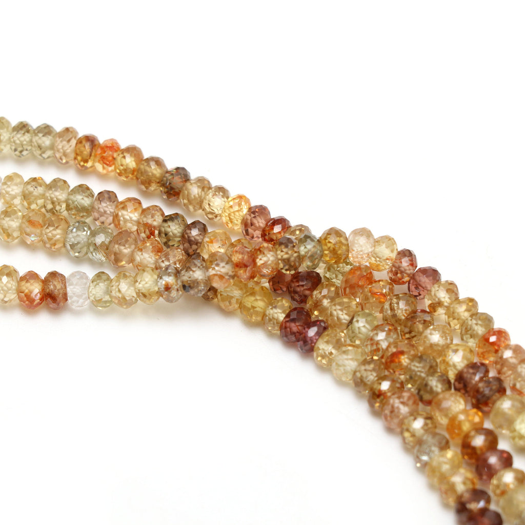 Multi Zircon Faceted Rondelle Beads | Zircon Beads | Multi Color Beads | 5 mm to 7 mm | 8 Inch / 17 Inch Full Strand | Price Per Strand - National Facets, Gemstone Manufacturer, Natural Gemstones, Gemstone Beads