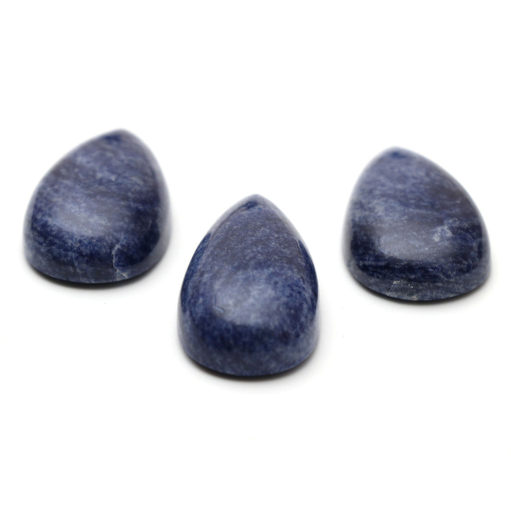 AAA Quality Natural Denim Quartz Smooth Pear Cabochon Gemstone | 18x32 mm to 17x35 mm | Gemstone Cabochon | Set of 3 Pieces - National Facets, Gemstone Manufacturer, Natural Gemstones, Gemstone Beads