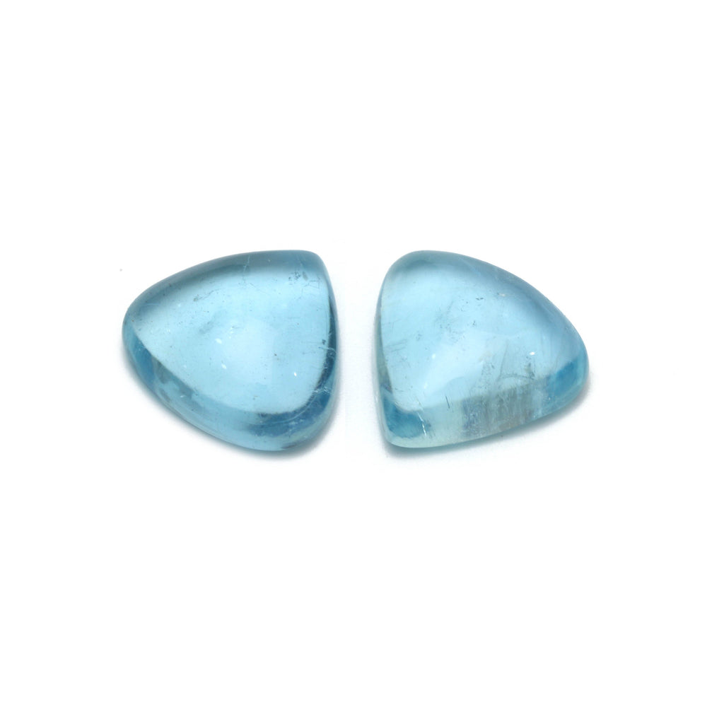 Natural Aquamarine Smooth Trillion Cabochon Gemstone | 19x20 mm | Gemstone Cabochon | Pair ( 2 Pieces ) - National Facets, Gemstone Manufacturer, Natural Gemstones, Gemstone Beads