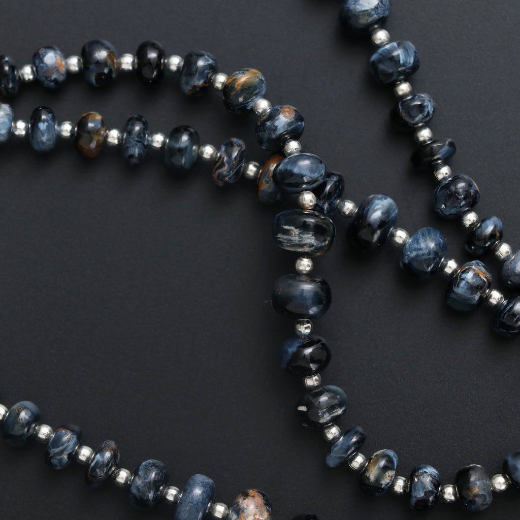 Rare 100% Natural Top Quality Pietersite Smooth Rondelle Beads- 4 mm to 8 mm - Pietersite Gemstone, Gem Quality, 8 Inch, Price Per Strand - National Facets, Gemstone Manufacturer, Natural Gemstones, Gemstone Beads