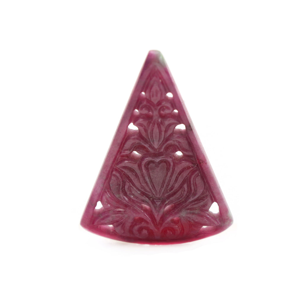 Natural Ruby Carving Cone Shaped Loose Gemstone - 28x40 mm - Ruby Cone, Ruby Carving Loose Gemstone, Pair (2 Pieces) - National Facets, Gemstone Manufacturer, Natural Gemstones, Gemstone Beads