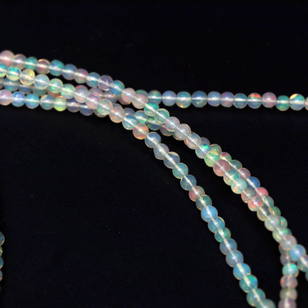 Natural Ethiopian Opal Smooth Round Balls Beads - 3.5 mm To 4 mm- Gem Quality , 8 Inches / 18 Inches Full Strand, Price Per Strand - National Facets, Gemstone Manufacturer, Natural Gemstones, Gemstone Beads