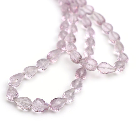 Amethyst Briolette Drops Beads, 5.5x8 mm to 7x10.5 mm, Amethyst Jewelry Making Beads, 16 Inch Full Strand