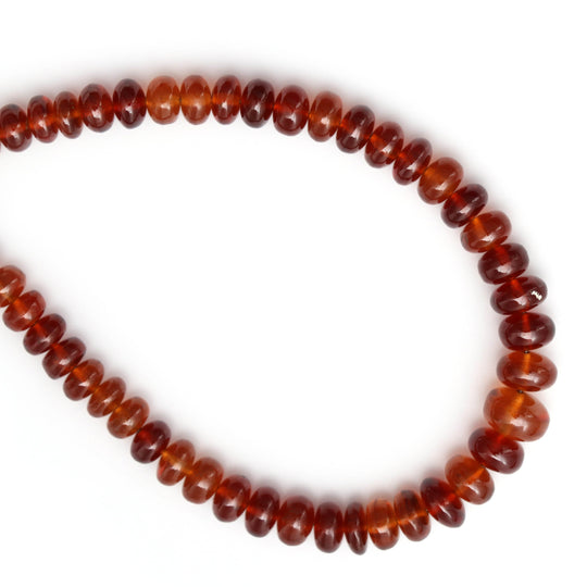 Hessonite Garnet Smooth Rondelle , 6.5 MM to 9.5 MM, Hessonite Jewelry Making Beads, 8 Inch ,Price Per Strand