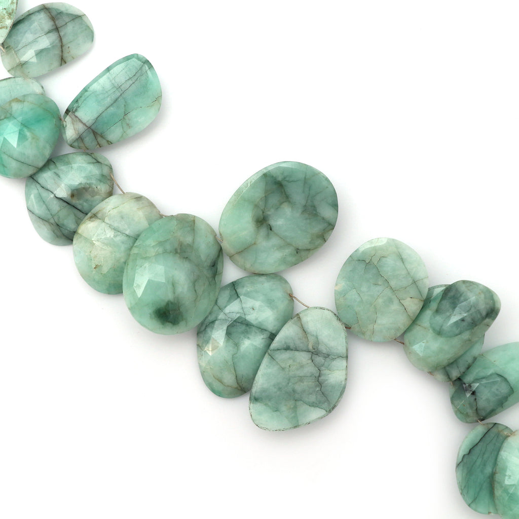 Emerald Faceted Rose Cut Fancy Shape Beads - 10x16 mm to 20x26 mm- Emerald Gemstone - Gem Quality , 20 Cm Full Strand, Price Per Strand - National Facets, Gemstone Manufacturer, Natural Gemstones, Gemstone Beads