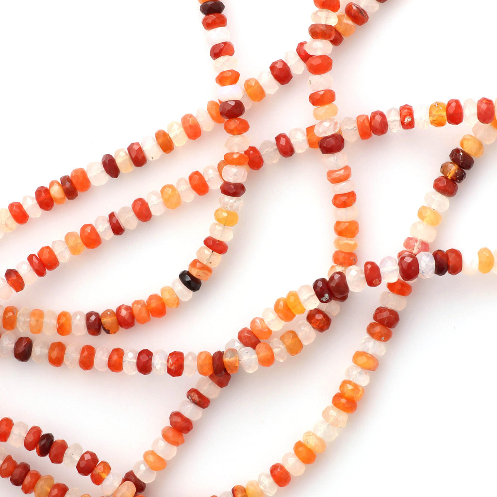 Natural Fire Opal Shaded Faceted Rondelle Beads | Shaded Opal Beads | Mexican Fire Opal Beads | 5 to 6 mm | 18" inches - National Facets, Gemstone Manufacturer, Natural Gemstones, Gemstone Beads