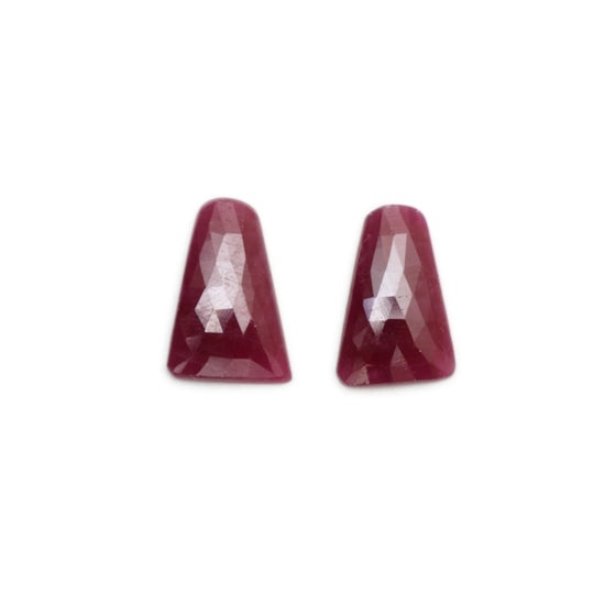 Natural Ruby Faceted Organic Rosecut Loose Gemstone, 20x13x3 mm, Rose cut Gemstone, Pair ( 2 Pieces )