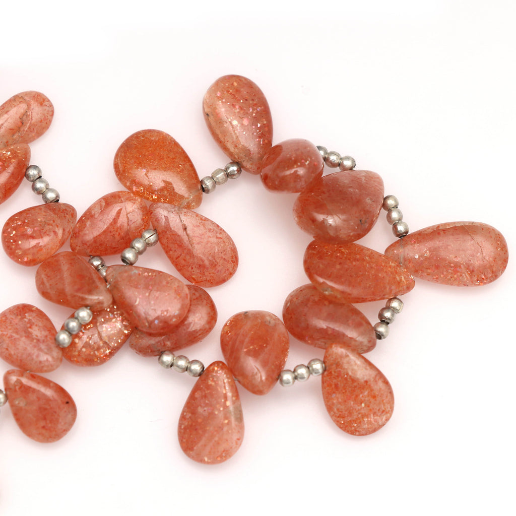 Rare Natural Sunstone Smooth Pears Beads, Sunstone Smooth, 8x6 mm to 16x9 mm- Sunstone Pears-Gem Quality, 8 Inch, Price Per Strand - National Facets, Gemstone Manufacturer, Natural Gemstones, Gemstone Beads