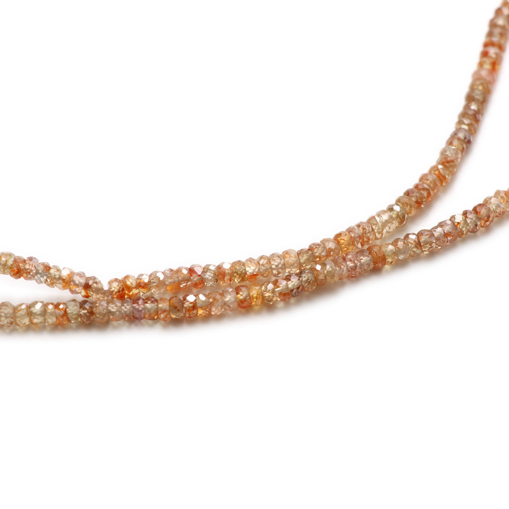 Natural Golden Zircon Faceted Roundelle Beads | Zircon beads | 3 mm to 5 mm | 8 Inch/ 16 Inch/ 18 Inch Full Strand | Price Per Strand - National Facets, Gemstone Manufacturer, Natural Gemstones, Gemstone Beads
