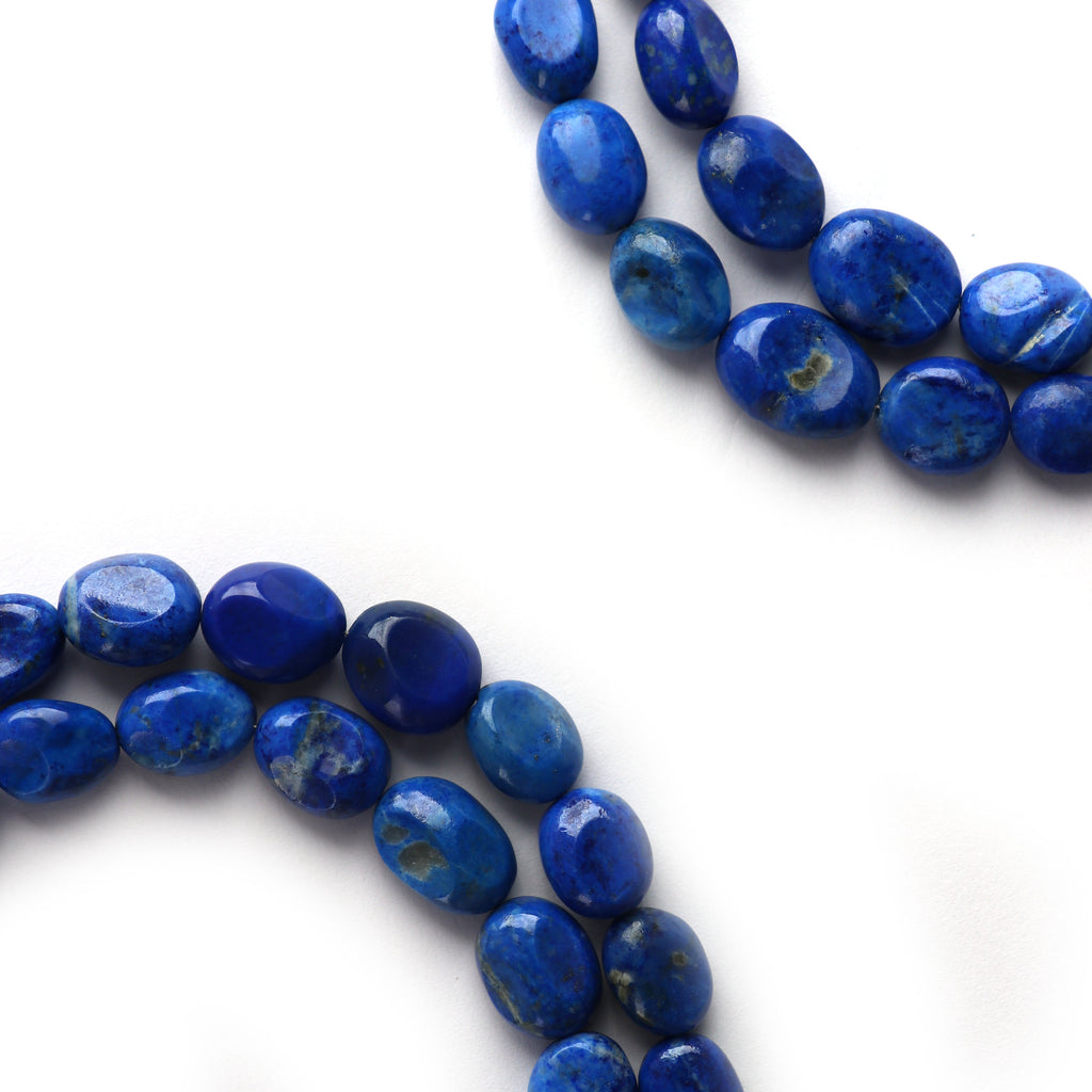 Natural Lazuli Lapis Tumble Smooth Beads, 9x12 MM to 10.5x13.5 MM ,Lazuli Lapis AA Quality , 8 Inch, Price Per Strand - National Facets, Gemstone Manufacturer, Natural Gemstones, Gemstone Beads