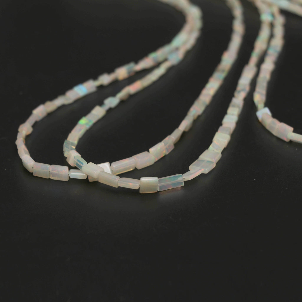 Natural Ethiopian Opal Smooth Rectangle Beads | 3x3.5 mm to 5x6.5 mm | 8 Inches/ 18 Inches Full Strand | Price Per Strand - National Facets, Gemstone Manufacturer, Natural Gemstones, Gemstone Beads