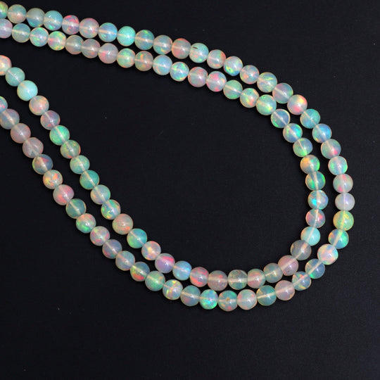 Natural Ethiopian Opal Smooth Round Balls Beads - 4.5 mm- Opal Jewelry Making Beads, 18 Inches Full Strand, Price Per Strand