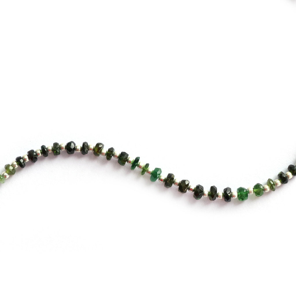 Chrome Tourmaline Roundel Faceted Beads, Chrome Tourmaline, Chrome Beads- 4 mm to 5 mm- Gem Quality ,8 Inch Full Strand, Price Per Strand - National Facets, Gemstone Manufacturer, Natural Gemstones, Gemstone Beads
