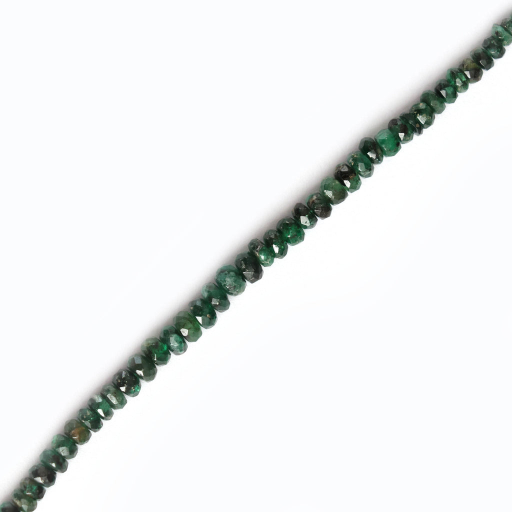 Emerald Faceted Roundel Beads - 4 mm to 5 mm - Emerald Gemstone- Gem Quality , 8 Inch/ 20 Cm Full Strand, Price Per Strand - National Facets, Gemstone Manufacturer, Natural Gemstones, Gemstone Beads