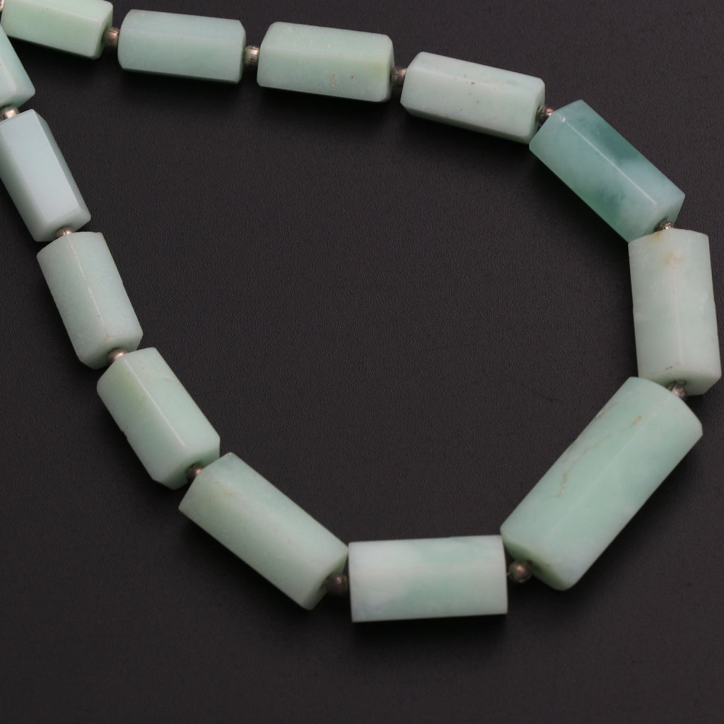 Mint Chrysoprase Faceted Cylinder Beads - 6x10 mm to 9x19 mm - Mint Chrysoprase Beads - Gem Quality , 8 Inch Full Strand, Price Per Strand - National Facets, Gemstone Manufacturer, Natural Gemstones, Gemstone Beads