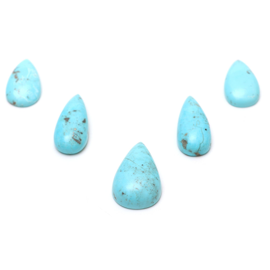 AAA Quality Natural Turquoise Smooth Pear Cabochon Gemstone | 15x27 mm to 20x34 mm | Gemstone Cabochon | Set of 5 Pieces - National Facets, Gemstone Manufacturer, Natural Gemstones, Gemstone Beads