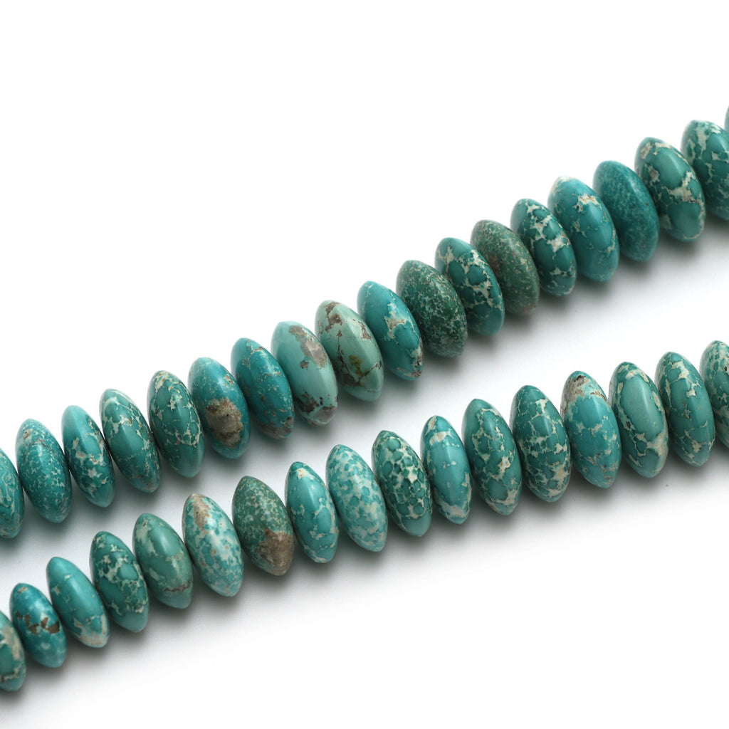 Natural Turquoise Smooth Saucer Beads | Turquoise Smooth Necklace | 12 mm - 16.5 mm | Gem Quality | 18 Inch | Price Per Strand - National Facets, Gemstone Manufacturer, Natural Gemstones, Gemstone Beads