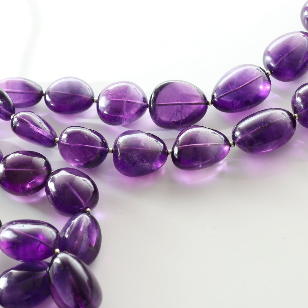 Natural Amethyst Smooth Tumble Beads - 12x13 mm to 21x30 mm - Amethyst Smooth Tumble, 4 Inch/ 8 Inch/ 16 Inch Full Strand, Price Per Strand - National Facets, Gemstone Manufacturer, Natural Gemstones, Gemstone Beads