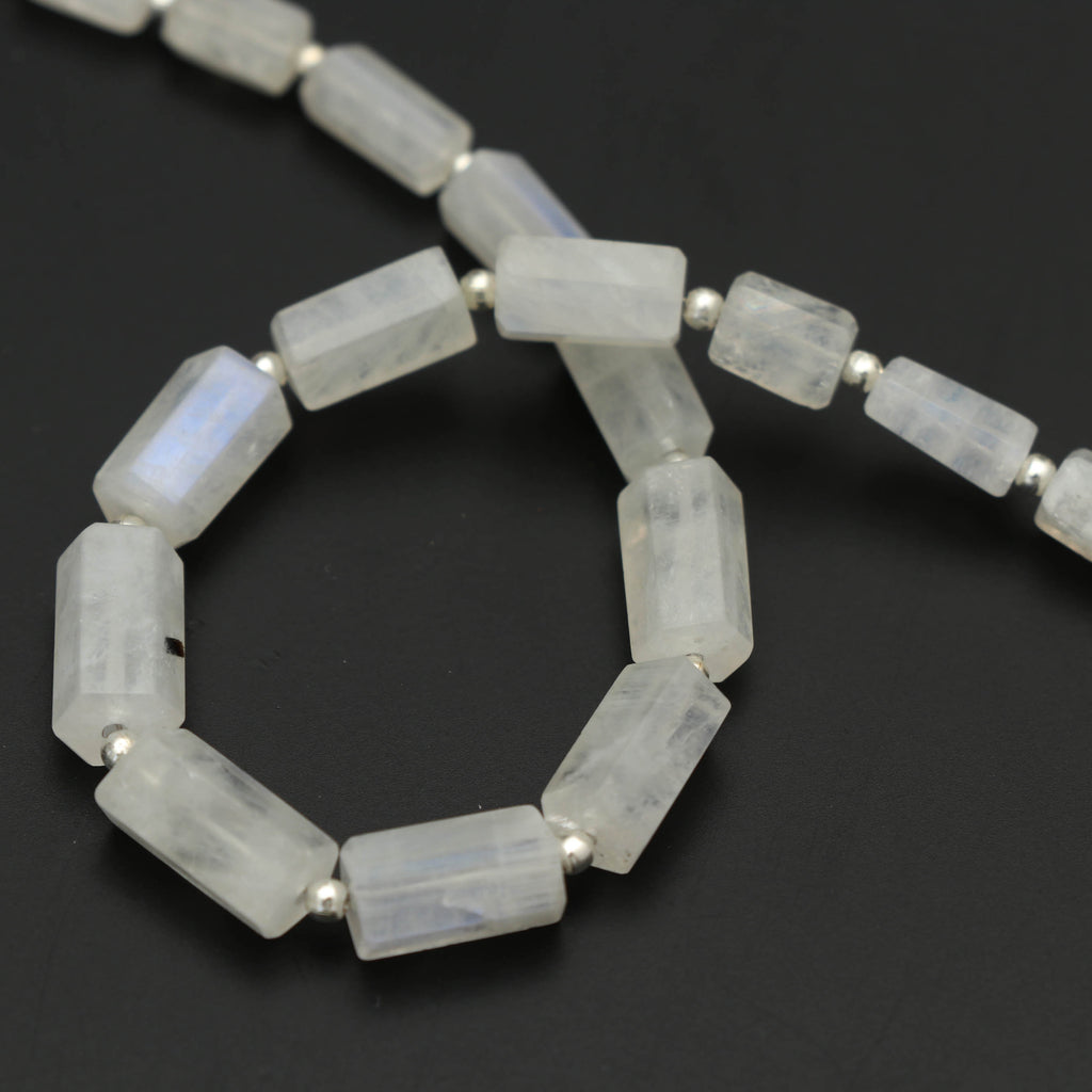 Natural Rainbow Moonstone Smooth Cylinder Beads - 6.5x10mm to 7x12mm - Rainbow Moonstone - Gem Quality, 8 Inch Full Strand, Price Per Strand - National Facets, Gemstone Manufacturer, Natural Gemstones, Gemstone Beads