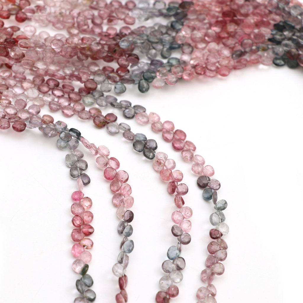 Multi Spinel Faceted Heart Beads | 4.5x4.5 mm | Multi Spinel Beads | Gem Quality | 8 Inch, 15 Inch Full Strand | Price Per Strand - National Facets, Gemstone Manufacturer, Natural Gemstones, Gemstone Beads