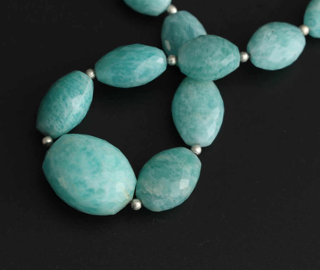 Amazonite Faceted Drum Shape - 6x10 mm to 12x20 mm - Amazonite Drum Shape - Gem Quality , 8 Inch/ 20 Cm Full Strand, Price Per Strand - National Facets, Gemstone Manufacturer, Natural Gemstones, Gemstone Beads