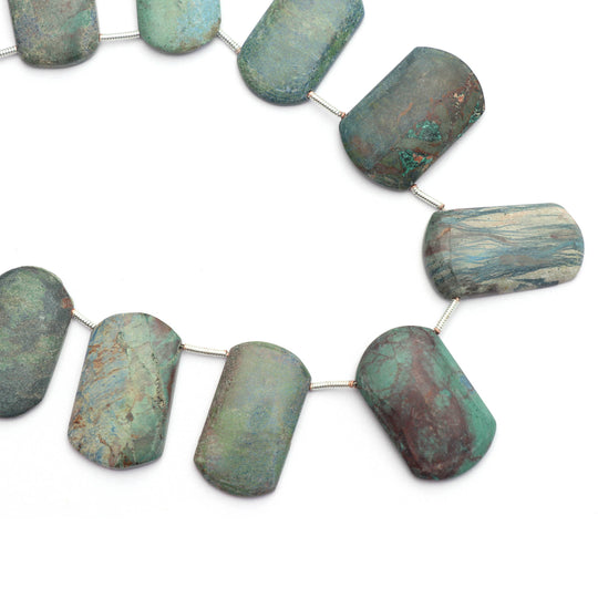 Azurite Malachite Smooth Cushion Rectangle - 14x25 mm to 16x26 mm, Azurite Malachite Jewelry Making Beads, 8 Inch/ 20 Cm Full Strand, Price Per Strand