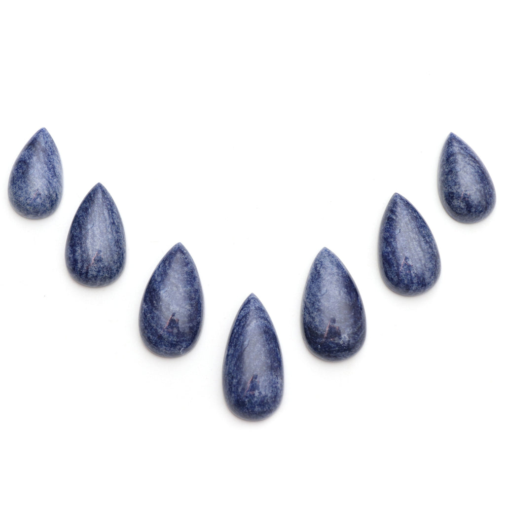 AAA Quality Natural Denim Quartz Smooth Pear Cabochon Gemstone | 15x25 mm to 17x35 mm | Gemstone Cabochon | Set of 7 Pieces - National Facets, Gemstone Manufacturer, Natural Gemstones, Gemstone Beads