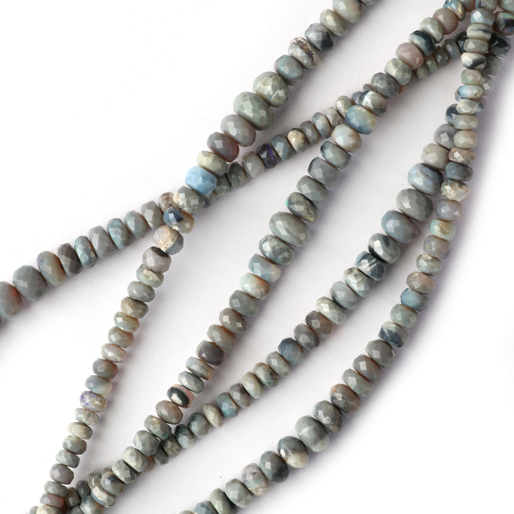 Natural Australian Opal Roundel Faceted Beads, 4 MM to 8 MM , Australian Opal,8 Inch, Price Per Strand - National Facets, Gemstone Manufacturer, Natural Gemstones, Gemstone Beads