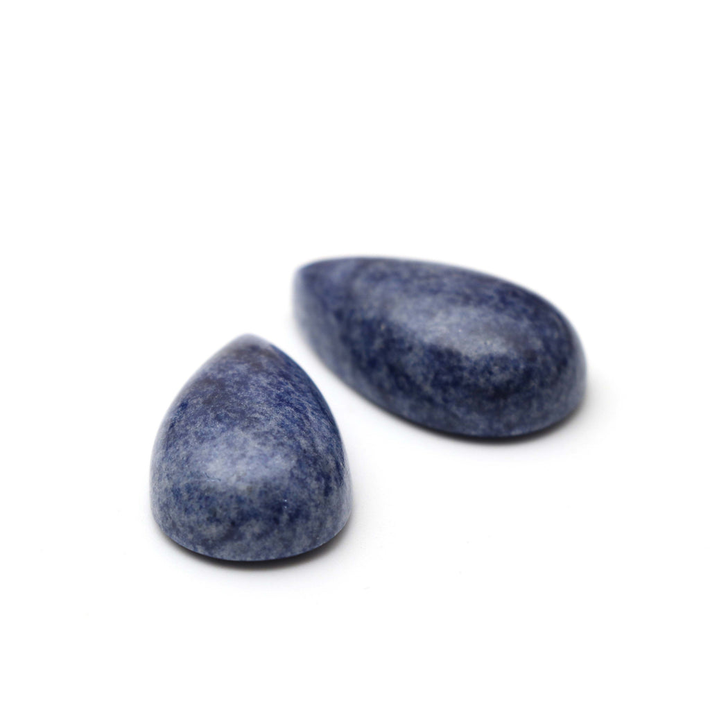 AAA Quality Natural Denim Quartz Smooth Pear Cabochon Gemstone | 15x26 mm | Gemstone Cabochon | Pair ( 2 Pieces ) - National Facets, Gemstone Manufacturer, Natural Gemstones, Gemstone Beads