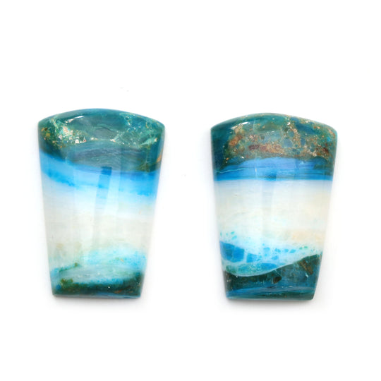 Natural Opalina Smooth Organic Shape Loose Gemstone - 17.5x26 mm - Opalina Smooth Cabochon Gemstone, Pair (2 Pieces)