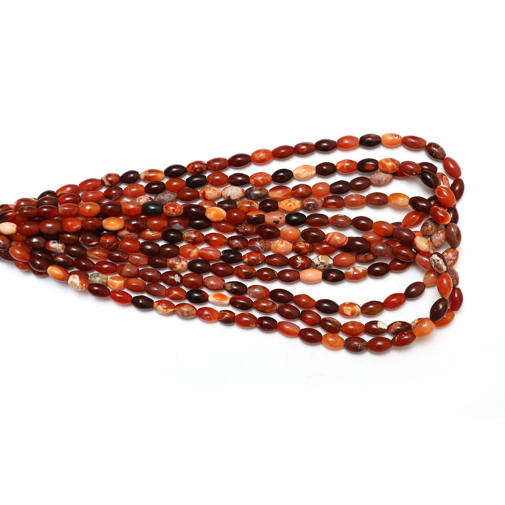 Natural Mexican Fire Opal Shaded Smooth Barrel Beads | 6x9.5 mm to 7x11 mm | 8 Inch/ 17 Inch Full strand | Price Per Strand - National Facets, Gemstone Manufacturer, Natural Gemstones, Gemstone Beads