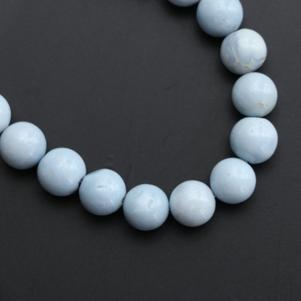 Natural Blue Opal Smooth Beads Balls,Blue Opal Round Balls, Jewelry Making- 9 mm to 10 mm- Blue Opal- Gem Quality, 8 Inch, Price Per Strand - National Facets, Gemstone Manufacturer, Natural Gemstones, Gemstone Beads