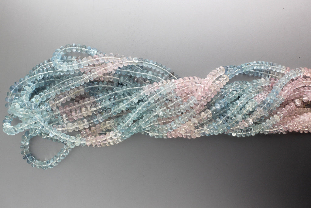 Multi Beryl smooth Beads Rondelle Beads, Multy Beryl Rondelle Beads, Fine Quality, Natural, 5 to 6 mm, 18 Inch Strand - National Facets, Gemstone Manufacturer, Natural Gemstones, Gemstone Beads