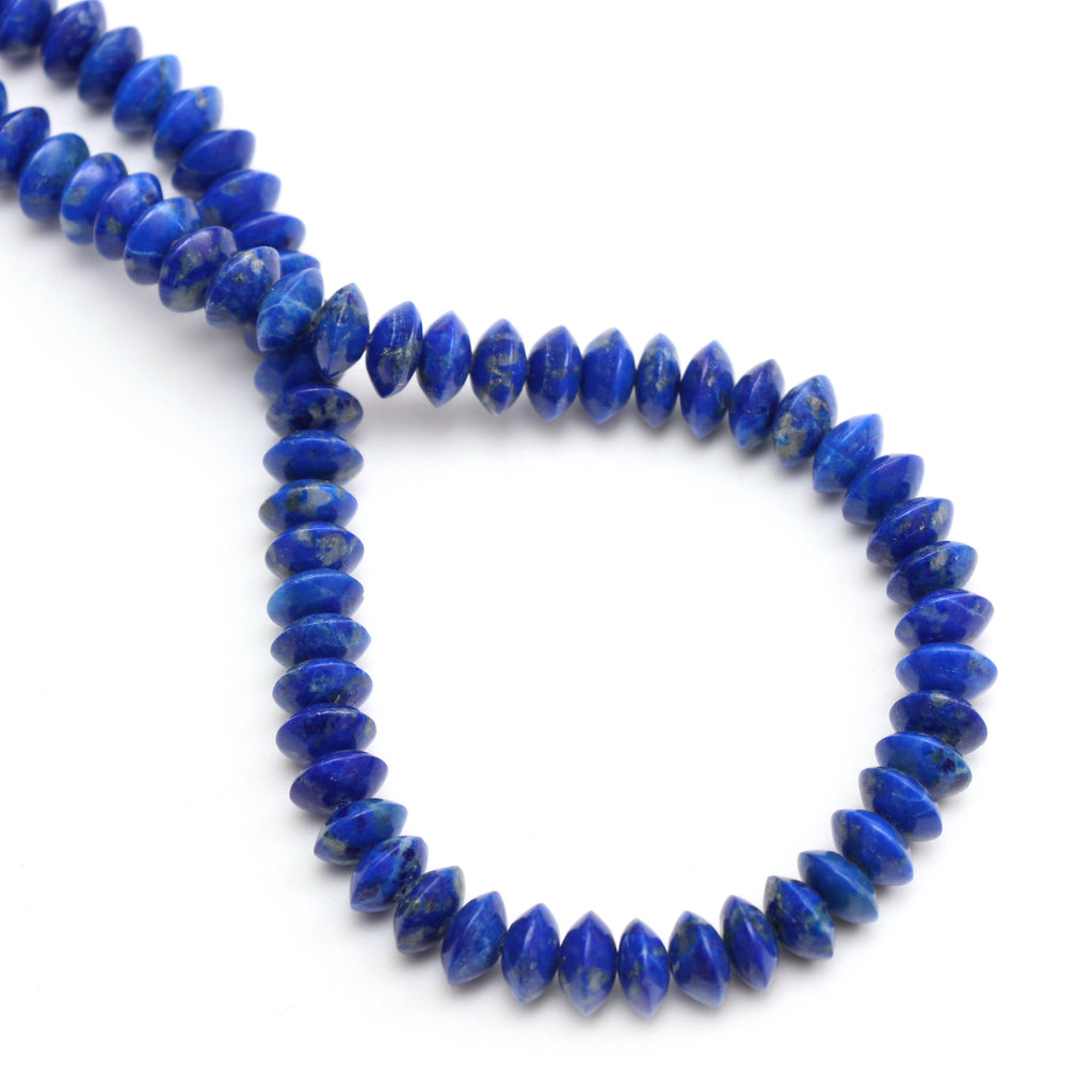 Natural Lapis Lazuli Smooth Saucer Beads | Lapis Smooth Necklace | 8 mm | 18 Inch | Price Per Strand - National Facets, Gemstone Manufacturer, Natural Gemstones, Gemstone Beads