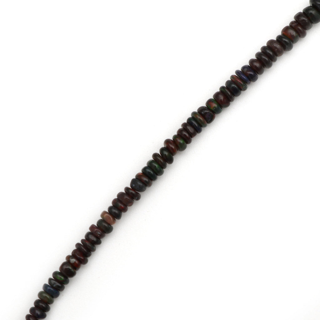 Black Opal Smooth Roundel Beads, Opal Smooth - 2.5 mm to 3.5 mm - Black Opal - Gem Quality , 8 Inch/ 20 Cm Full Strand, Price Per Strand - National Facets, Gemstone Manufacturer, Natural Gemstones, Gemstone Beads