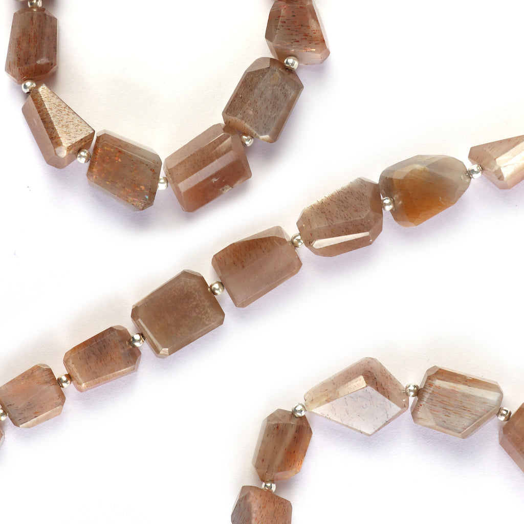 Brown Moonstone Faceted Tumble, Brown Moonstone Nuggets Beads 7x9 mm to 10x14 mm, Hand Made Necklace, 8 Inch , Moonstone Jewellery - National Facets, Gemstone Manufacturer, Natural Gemstones, Gemstone Beads