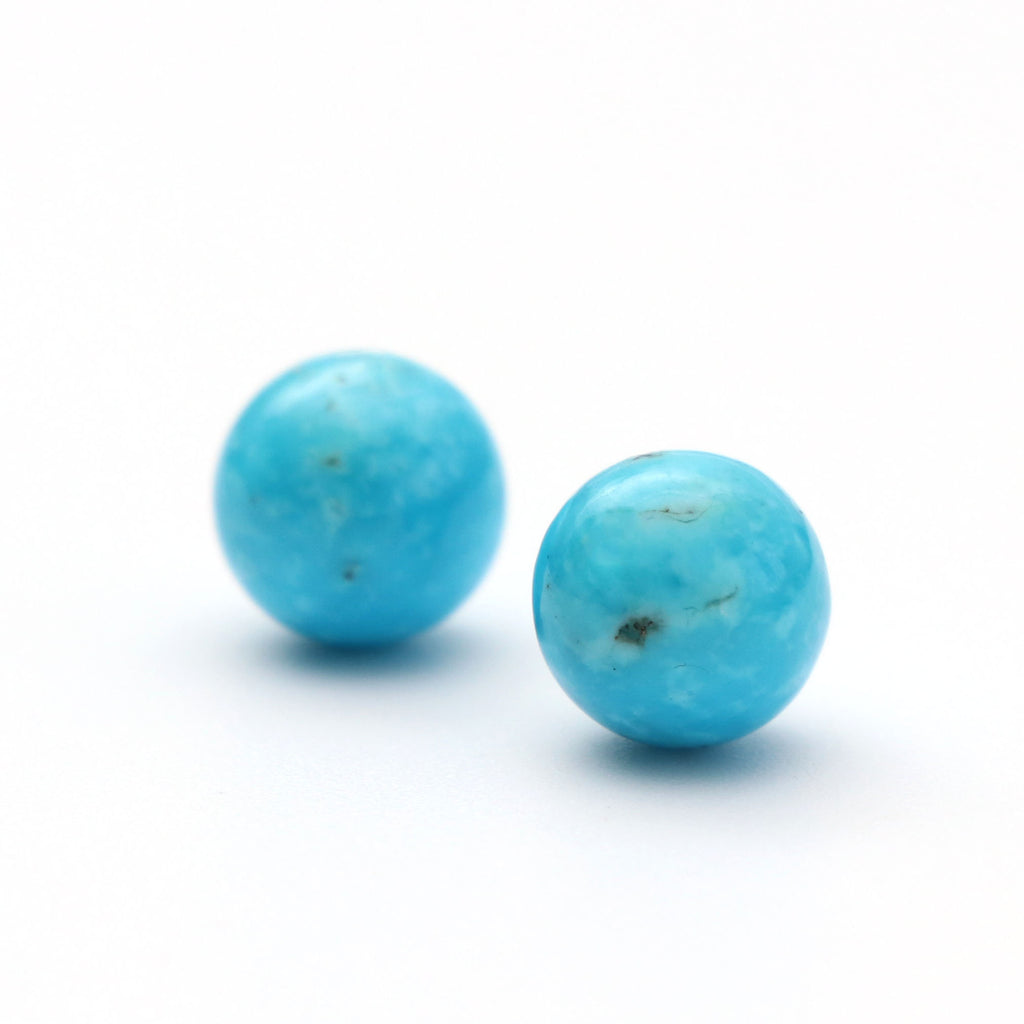 Natural Turquoise Smooth Balls Round Gemstone ,8mm Balls , Cabochon Round , Jewelry Making ,Price Per Pair (2pcs) - National Facets, Gemstone Manufacturer, Natural Gemstones, Gemstone Beads