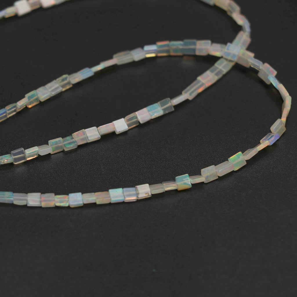 Natural Ethiopian Opal Smooth Rectangle Beads | 3x3 mm to 4x10 mm | 8 Inches/ 18 Inches Full Strand | Price Per Strand - National Facets, Gemstone Manufacturer, Natural Gemstones, Gemstone Beads