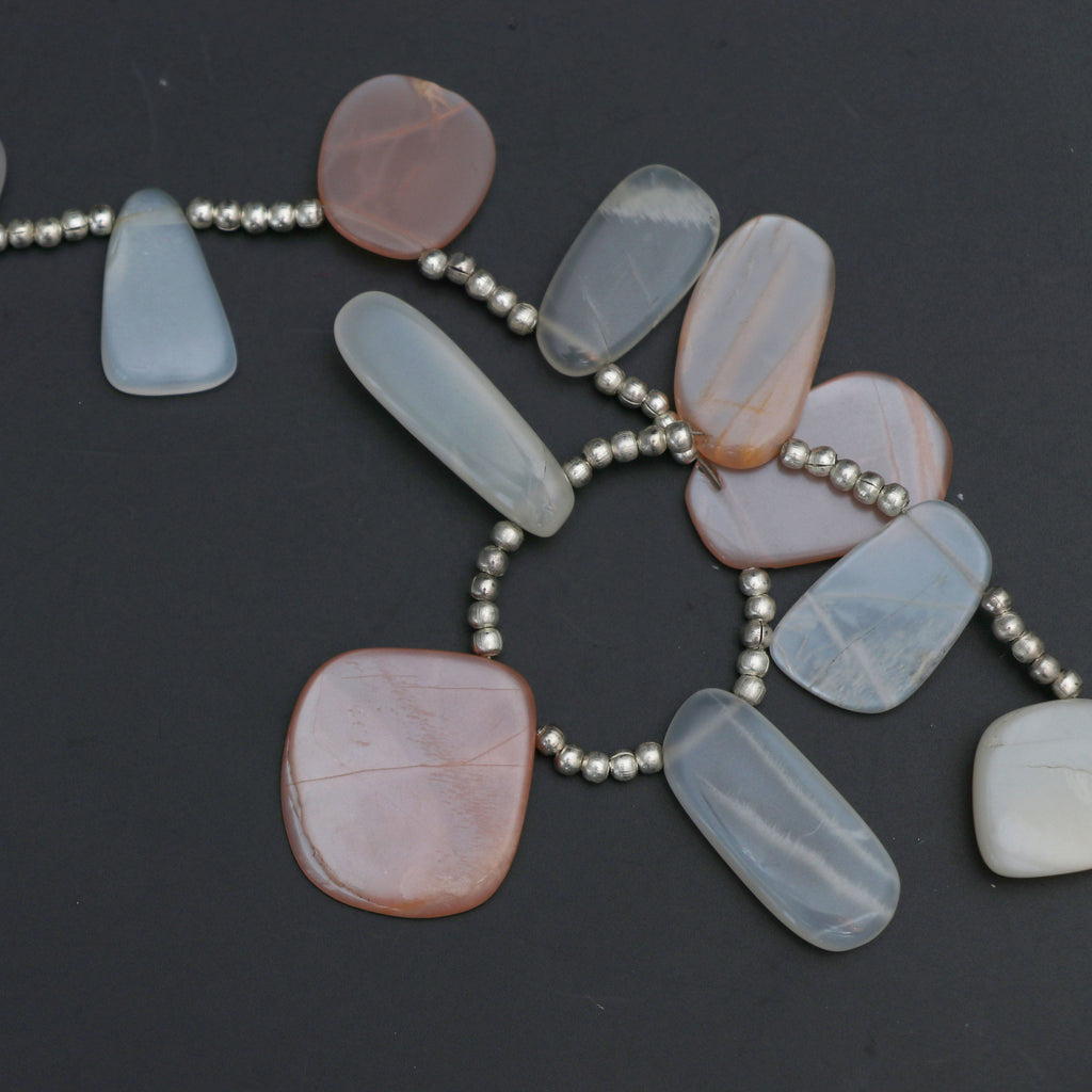 Multi Moonstone Smooth Fancy Shape Beads - 13x11 mm to 21x19 mm- Moonstone Fancy Shape - Gem Quality , 20 Cm Full Strand, Price Per Strand - National Facets, Gemstone Manufacturer, Natural Gemstones, Gemstone Beads