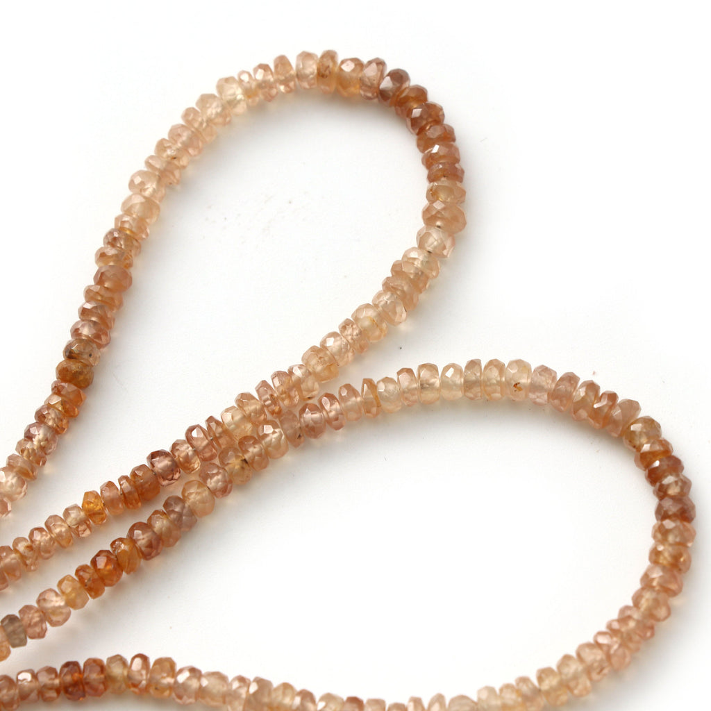 Brown Zircon Faceted Roundelle Beads, 2.5 mm to 4 mm / Zircon Faceted Beads -Gem Quality , 8 Inch 6 Inch Full Strand, Price Per Strand - National Facets, Gemstone Manufacturer, Natural Gemstones, Gemstone Beads