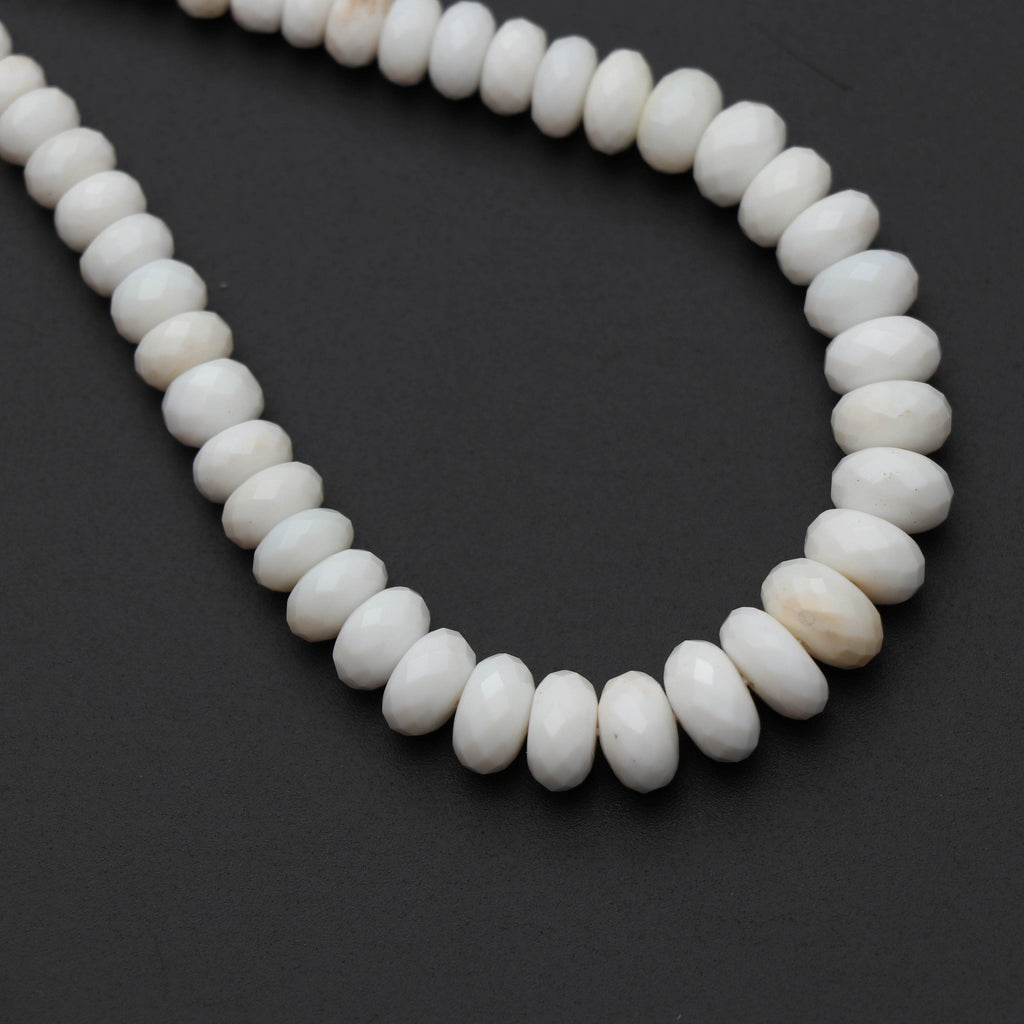 White Opal Faceted Roundel Beads, Opal Beads - 5 mm to 8.5 mm -White Opal Faceted - Gem Quality, 8 Inch/ 20 Cm Full Strand, Price Per Strand - National Facets, Gemstone Manufacturer, Natural Gemstones, Gemstone Beads