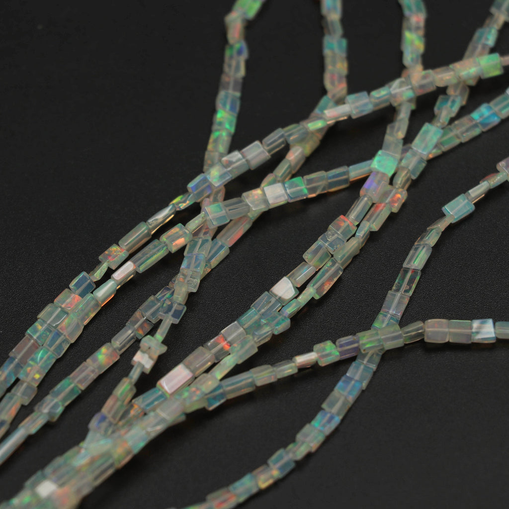 Natural Ethiopian Opal Smooth Rectangle Beads | 3x3.5 mm to 4x8 mm | 8 Inches/ 18 Inches Full Strand | Price Per Strand - National Facets, Gemstone Manufacturer, Natural Gemstones, Gemstone Beads