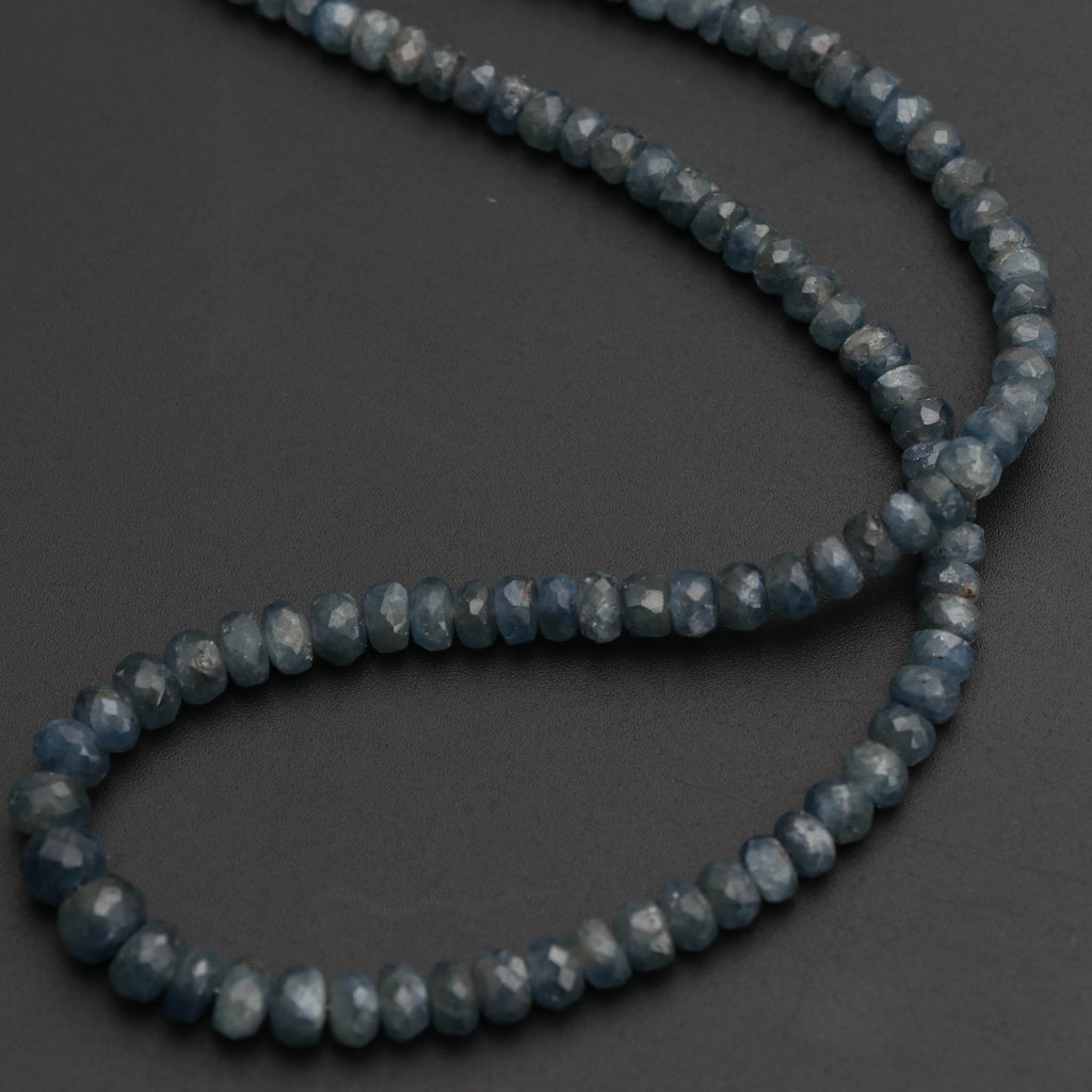 Blue Sapphire Faceted Roundel beads, 3.5 mm to 6 mm , Blue Sapphire Roundel, Blue Sapphire -Gem Quality , 8 Inch/16 Inch, Price Per Strand - National Facets, Gemstone Manufacturer, Natural Gemstones, Gemstone Beads