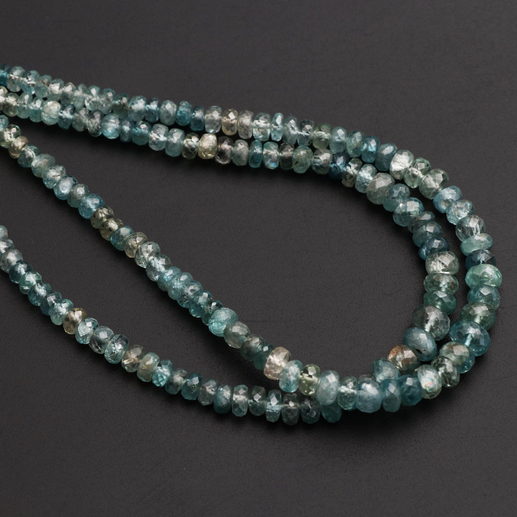 Blue Zircon Faceted Roundel Beads, 3 mm to 7.5 mm, Blue Zircon Faceted Beads - Gem Quality , 8 inch / 16 Inch Full Strand, Price Per Strand - National Facets, Gemstone Manufacturer, Natural Gemstones, Gemstone Beads