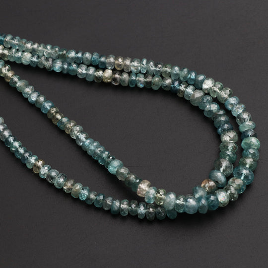 Blue Zircon Faceted Roundel Beads, 3 mm to 7.5 mm, Blue Zircon Jewelry Making Beads, 8 inch / 18 Inch Full Strand, Price Per Strand